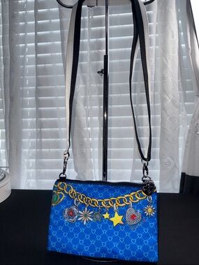 Brighton 2 sided artwork Crossbody pouch with adjustable strap